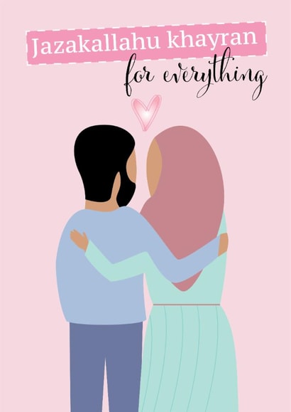 Jazakallahu Khayran or Thank you card for for your partner, wife or husband. created by DesignbyK_Creations