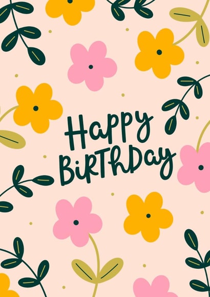 Pretty Birthday Card - Pink Florals created by Abbie Imagine