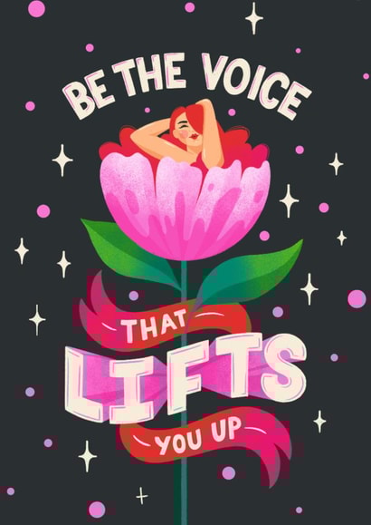 Empowering Card for Her- Floral Illustration with Typography created by Vinitha Mammen