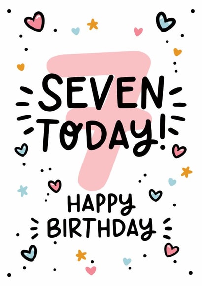 Cute 7th Birthday Card - For Her - Seven Today created by Lyndsay Moon