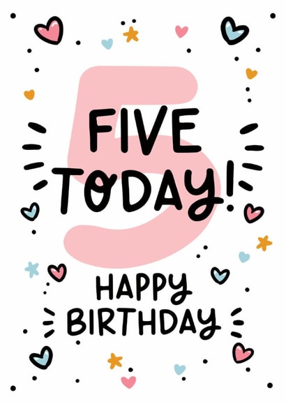 Cute 5th Birthday Card - For Her - Five Today created by Lyndsay Moon