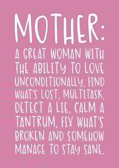 Funny Mother's Day Card - Mother Definition created by Brogan Thomas