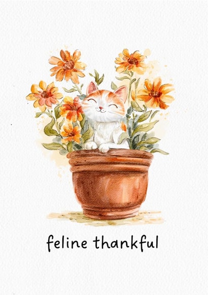 Cute Thank You Card - Gratitude - Cat Pun created by BYANIKA