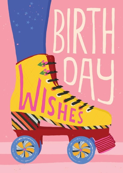 Classic Birthday Card - For Her - Retro Roller-Skates created by Rebecca Prinn