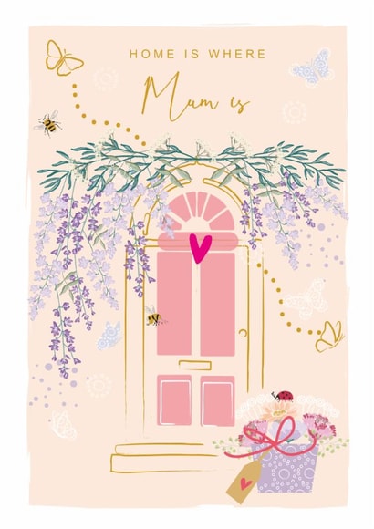 Pretty Mother's Day Card - Home Is Where Mum Is - Flowers created by SABIVO Design by Sabina