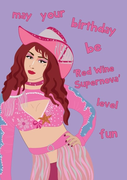 Fun Birthday Card - Chappell Roan - Red Wine Supernova created by @Laura Lonsdale Designs