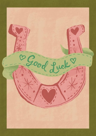 Modern Good Luck Card - For Her - Horseshoe created by Isobel Rose Illustration