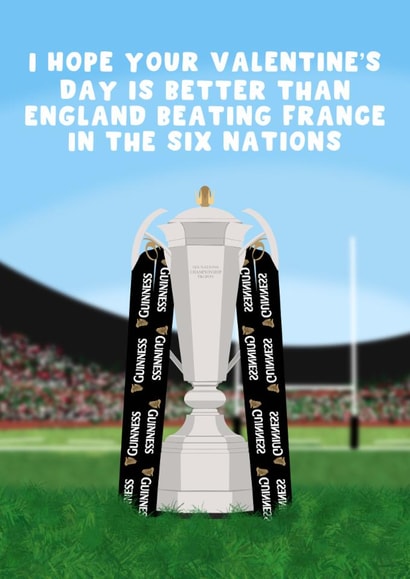 Funny Six Nations Valentine's Day Card - England Beating France - Rugby created by Pink Peach Cards