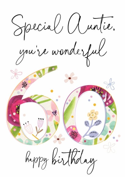 Classic Birthday Card - 60th - Wonderful Auntie created by Katie Phythian Design