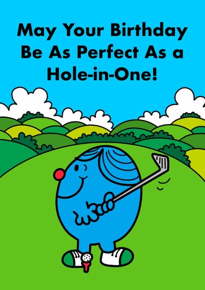 Golf Card - Mr. Perfect - May Your Birthday Be As Perfect As A Hole In One created by Mr. Men