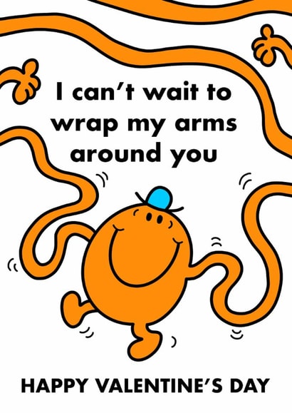 Cute Valentine's Day Card - Mr. Tickle - Mr. Men - Wrap My Arms Around You created by Mr. Men