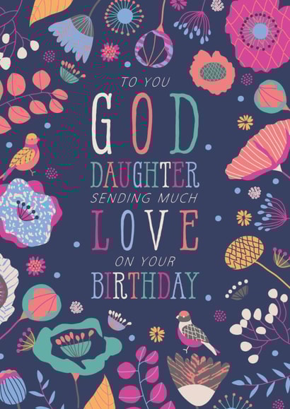 Classic Birthday Card - For Goddaughter - Flower And Birds created by Rebecca Prinn