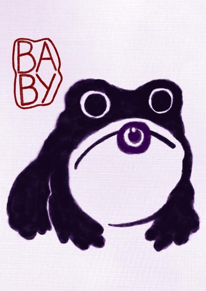 Grumpy Baby Frog for New Parents created by Beth K Crane