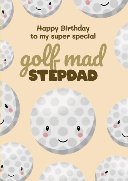 Cute Birthday Card - For Stepdad - Golf Mad created by Bev O'Connor || @oconnordesign