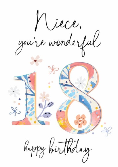 Classic Birthday Card - 18th - Wonderful Niece created by Katie Phythian Design