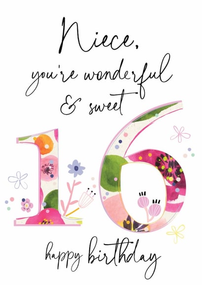 Classic Birthday Card - 16th - Wonderful Niece created by Katie Phythian Design