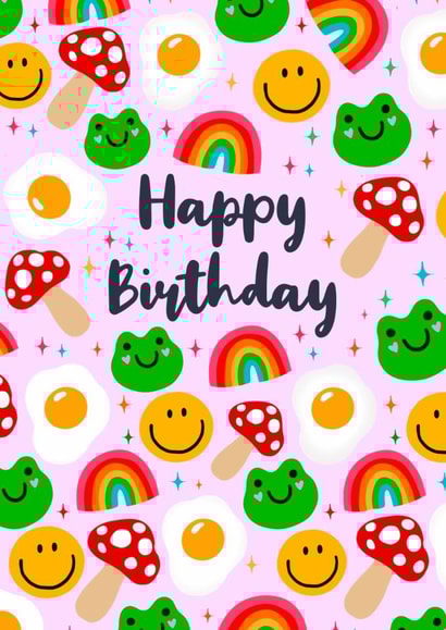 Cute Birthday Card - Frogs - Mushrooms created by Swish & Scribble