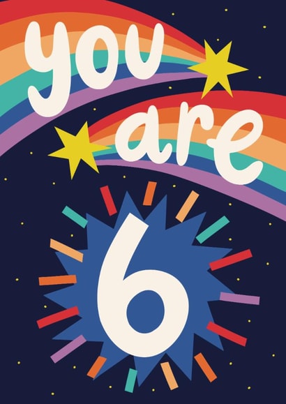 Cute 6th Birthday Card - Space Rainbow - Shooting Stars created by Christine Cuddihy Illustration