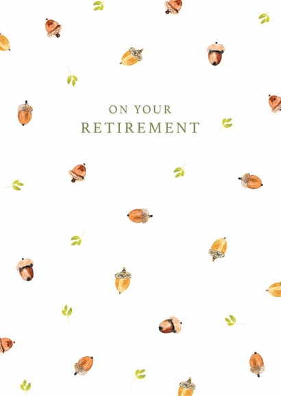 Classic Retirement Card - Painted Acorns - Leaves created by Rebecca Prinn