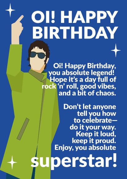 Fun Birthday Card - For Him - Liam Gallagher created by Jon Downer