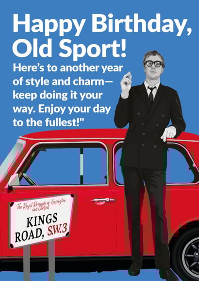 Fun Birthday Card - For Him - Michael Caine created by Jon Downer