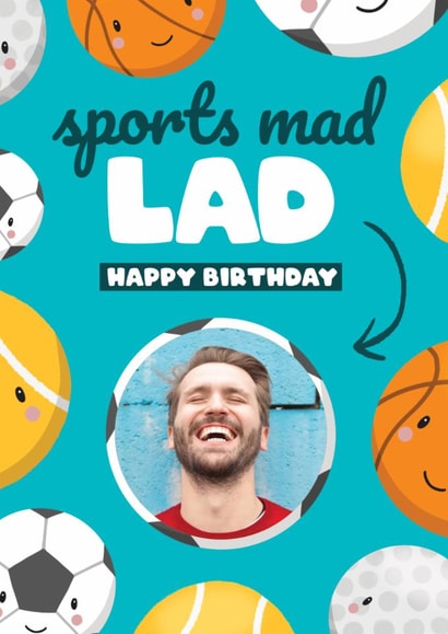 Cute Birthday Card - Sports Mad Lad - For Him created by Bev O'Connor || @oconnordesign