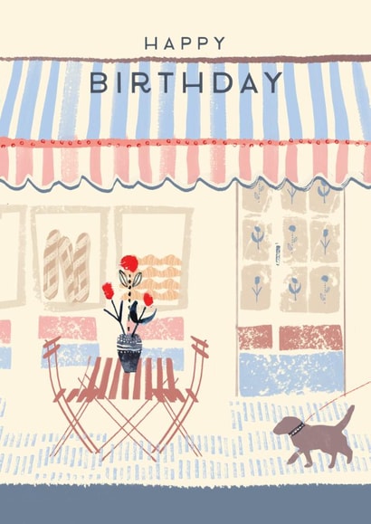 Classic Birthday Card - For Her - Parisian Cafe Illustration created by Rebecca Prinn