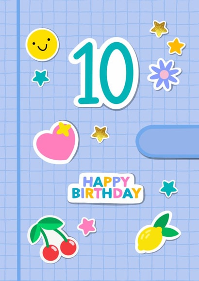 Cute 10th Birthday Card - For Her - Stickers created by Jessica Rachel Sharp