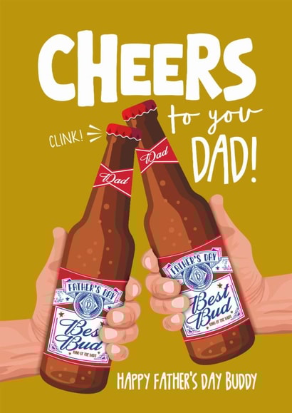 Fun Father's Day Card - Best Bud - Beer Buddy - Cheers created by Atwood & Atwood