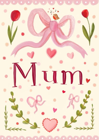 Pretty Mother's Day Card - Pink Bows created by Love Lucy Illustration