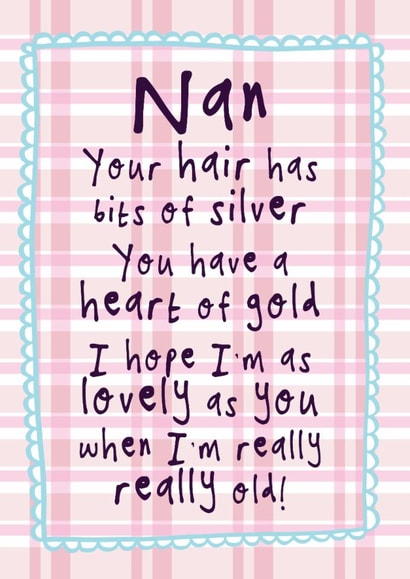 Cheeky Mother's Day/Birthday Card - For Nan - Poem created by Bow & Bell