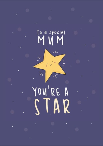 Cute Mother's Day / Birthday Card - Mum You're A Star created by Little Big Pie