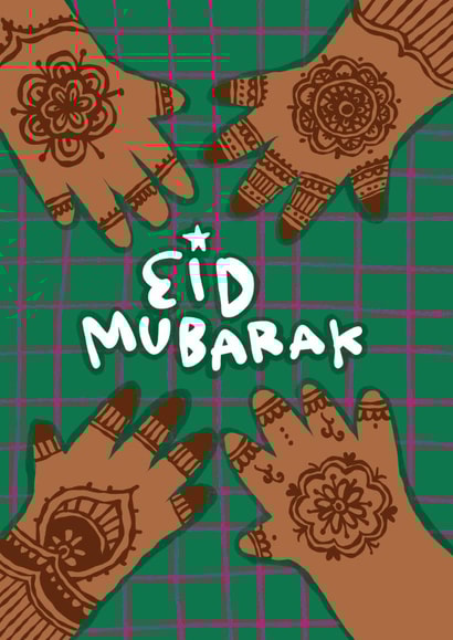 Cute Faith Card - Henna Hands - Eid Mubarak Celebration Card created by The Playful Indian