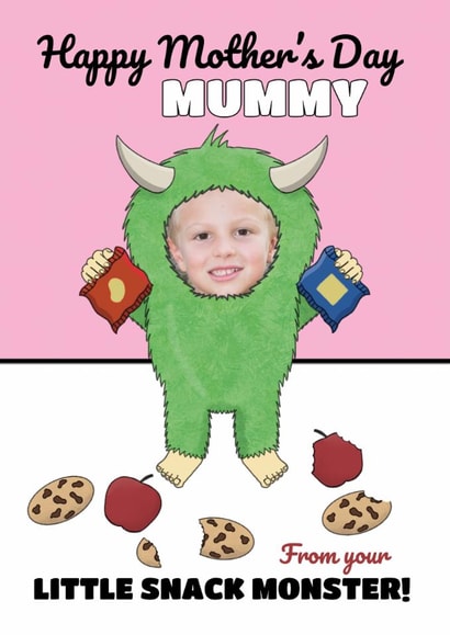 Cute Mother's Day Card From The Little Snack Monster - Mummy Card From Child created by @Cupsie's Creations