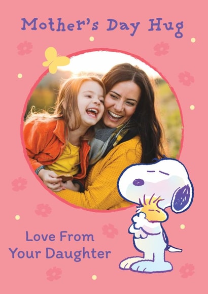 Personalised Snoopy Mother's Day Photo Card – Hug from Daughter created by Danilo