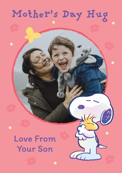 Personalised Snoopy Mother's Day Photo Card – Hug from Son created by Danilo