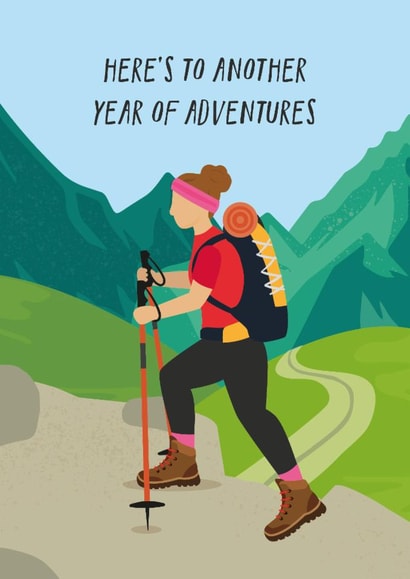 Fun Birthday Card - For Her - Hiking created by Helen Richmond