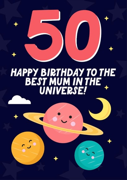 Cute 50th Birthday Card - For Mum - From The Kids created by Blush & Blossom 