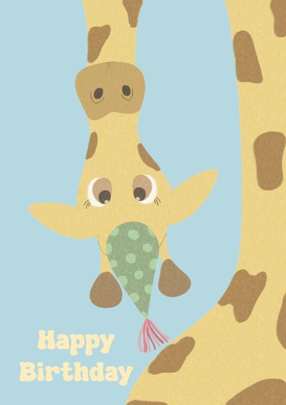 Cute party giraffe animal happy birthday celebration child created by Mim’s cards
