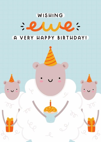 Cute Birthday Card - Wishing Ewe a Very Happy Birthday - Sheep Pun created by Joanne Hawker