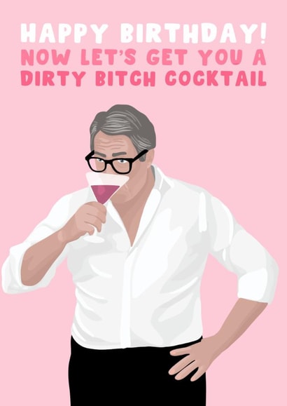 Funny Birthday Card - Bridget Jones - Hugh Grant - Dirty Cocktail created by Pink Peach Cards