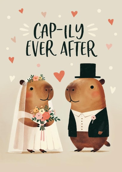 Cute Wedding Card - Capybaras - Pun created by Woody's Design