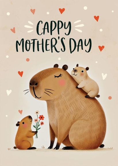 Cute Mother's Day Card - Capybaras - Cappy Mother's Day created by Woody's Design