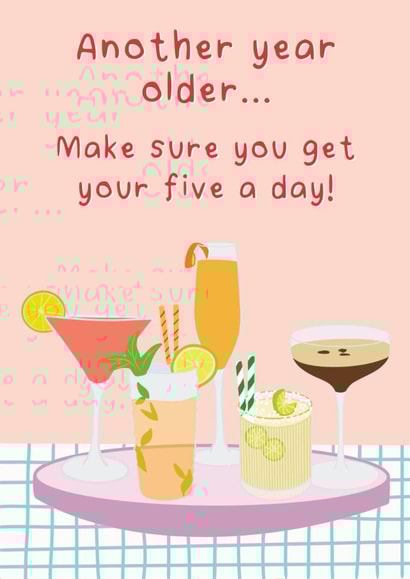 Funny Birthday Card - Five A Day - Cocktails created by Stuck Shop Gifts