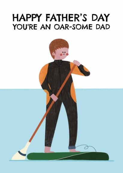Cute Father's Day Card - Paddleboard - Awesome Dad created by AbiGoLucky