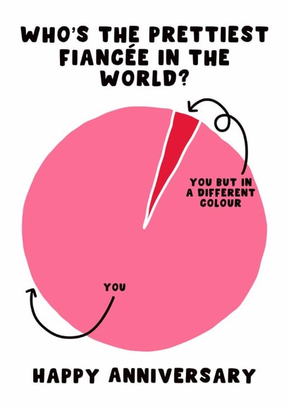 Cute Anniversary Card - For Her - Prettiest Fiancée In The World created by Pink Peach Cards