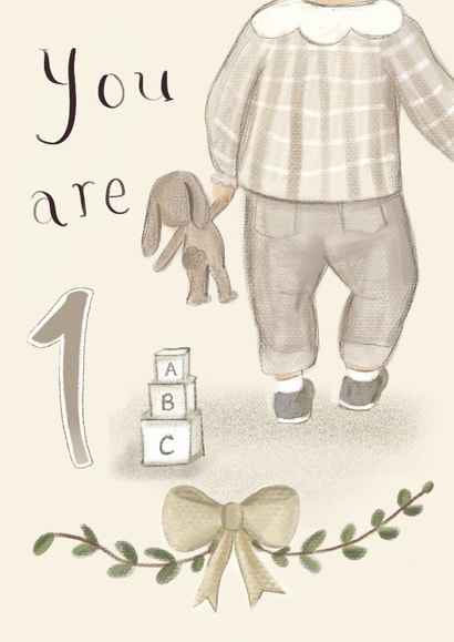 Cute 1st Birthday Card - You Are 1 - Teddy created by Love Lucy Illustration