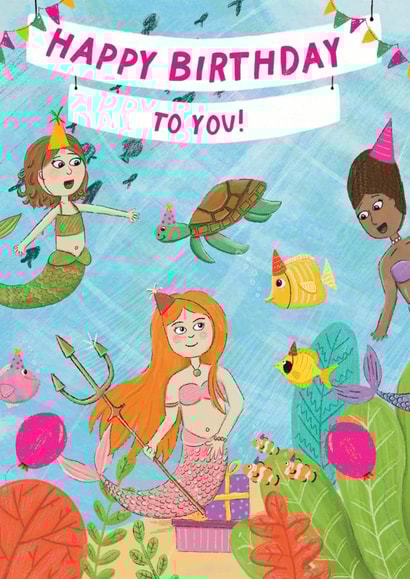Cute Birthday Card - For Her - Mermaids created by Rebecca Grantham