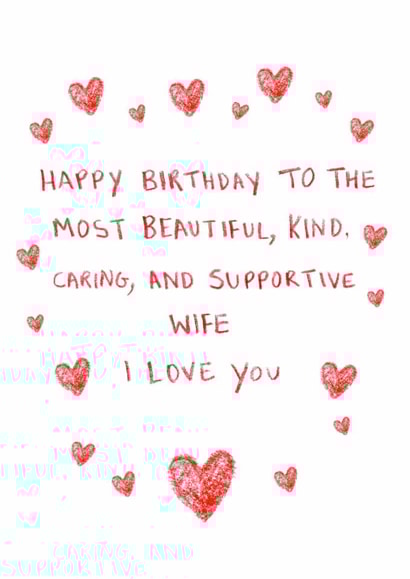 Heartfelt Birthday Card - For Wife - Hearts created by HCD Illustration