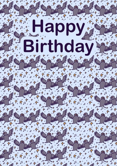 Quirky pair of dancing pothos birds - pattern - birthday card created by Weird Is The Best